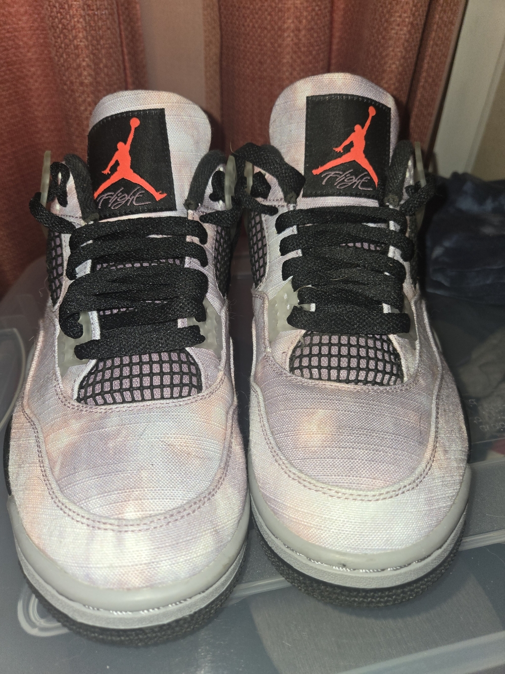 Air Jordan 4 Retro Sneakers - Light Tie-Dye with Black Accents
